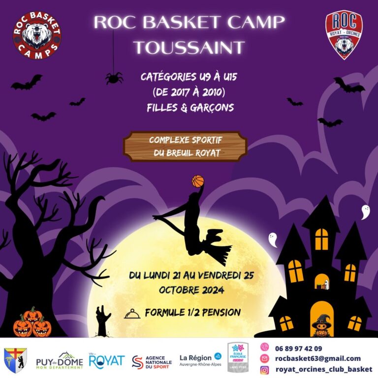 toussaint, camp basket, entraînements, ados, ROC, rbc