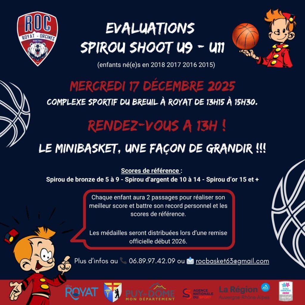affiche désignant un événement spirou shoot, catégories U9-U11