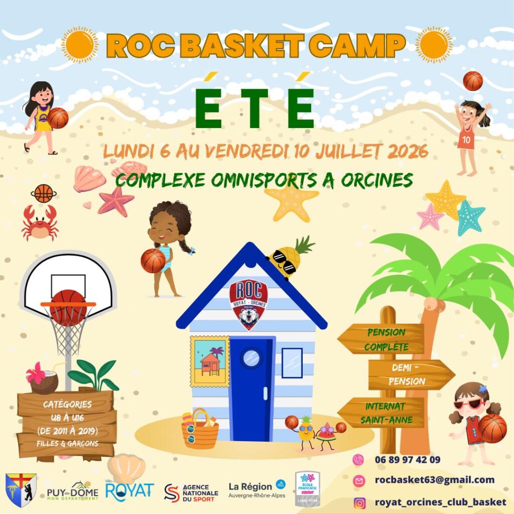image mettant en avant le camp d'été du club de basket de royat orcines